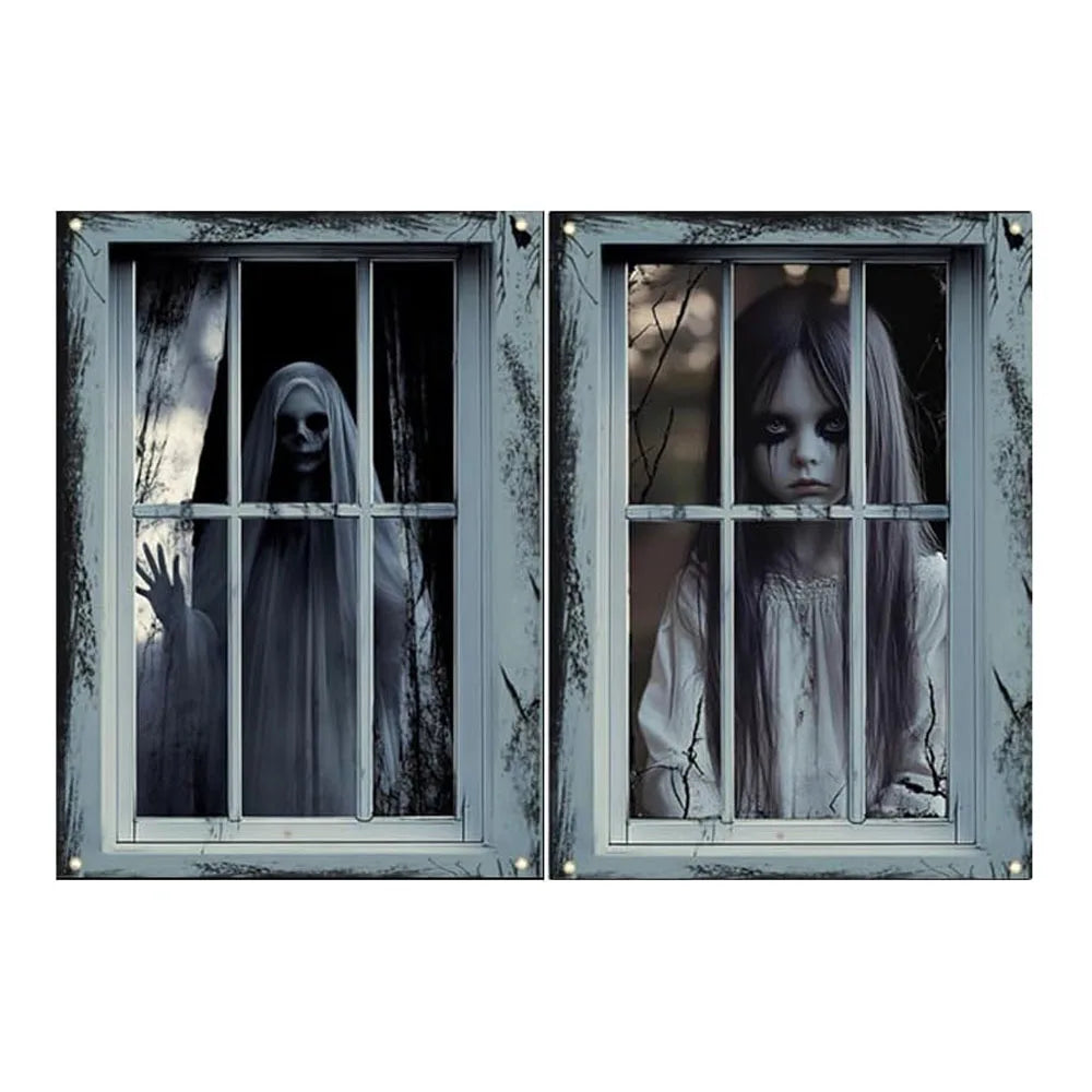2 PCS Scary Curtain For Halloween Party Decorations