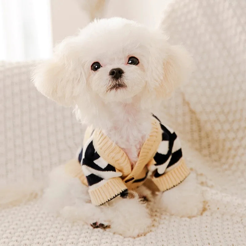 Luxury Striped Cardigan Sweater – Cozy Outfit for Small Dogs &amp; Cats