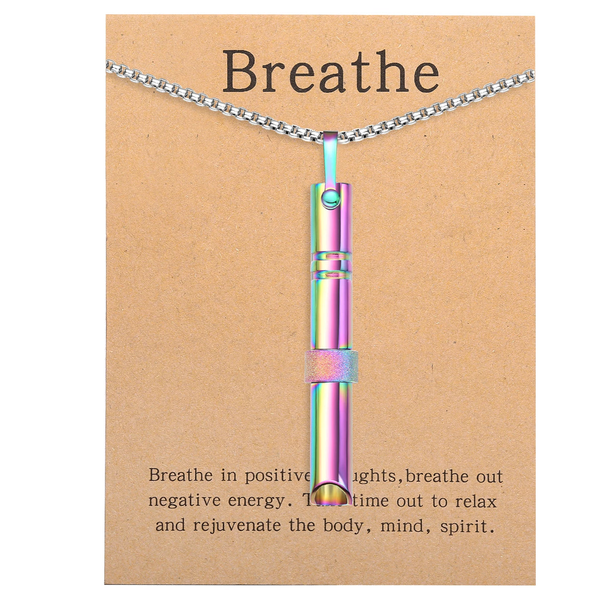 Mindfulness Breathing Necklace – Stainless Steel Stress Relief Pendant for Women and Men, Ideal for Anxiety Management