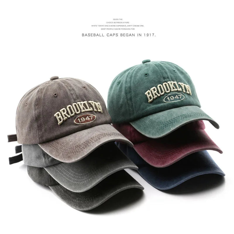 Retro Brooklyn Embroidered Baseball Cap – Adjustable Cotton Hat for Men &amp; Women, Hip Hop Streetwear Style