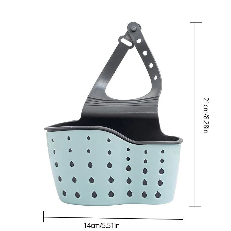 1Pc Sky Blue Sink Storage &amp; Drainage Rack: Adjustable Hanging Basket for Kitchen Faucet