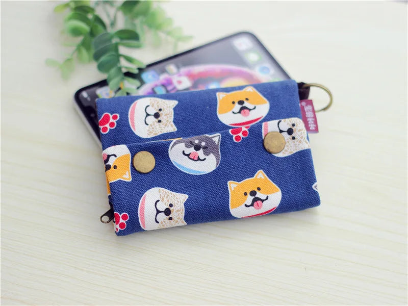 Women&#39;s Fold Card Wallet - Canvas Cartoon Key Organizer &amp; Coin Purse for Girls (2024)