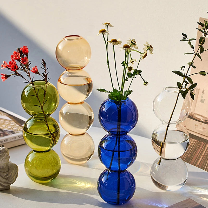 Nordic Glass Bubble Vase: Modern Spherical Flower Vase for Home Decor and Gifts