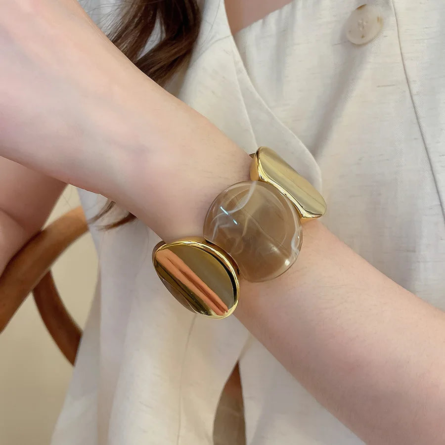 Round Spliced Elastic Rope Bracelet for Women, Simple Acrylic Personalized Fashion Hand Jewelry