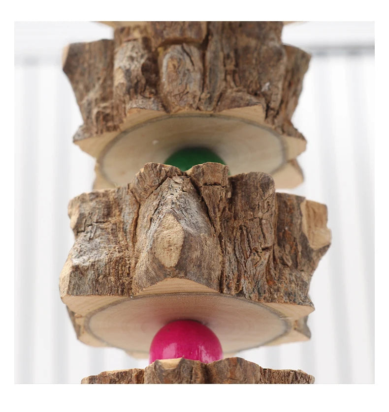 Natural Wooden Parrot Toy: Chew and Destroy Cardboard Bird Decoration for Cages