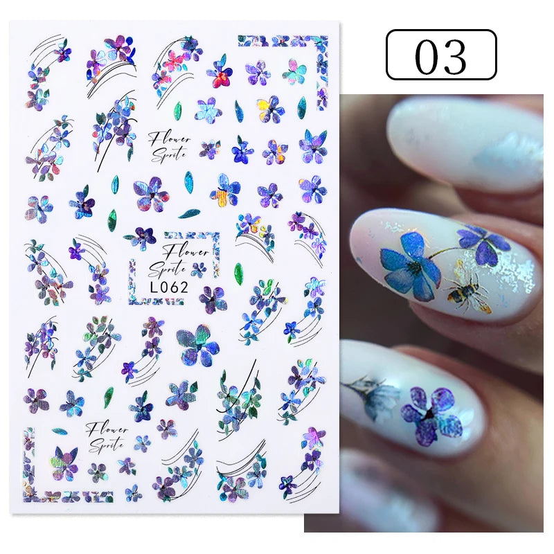 Succulent Plants 3D Nail Sticker - Spring Floral DIY Decoration