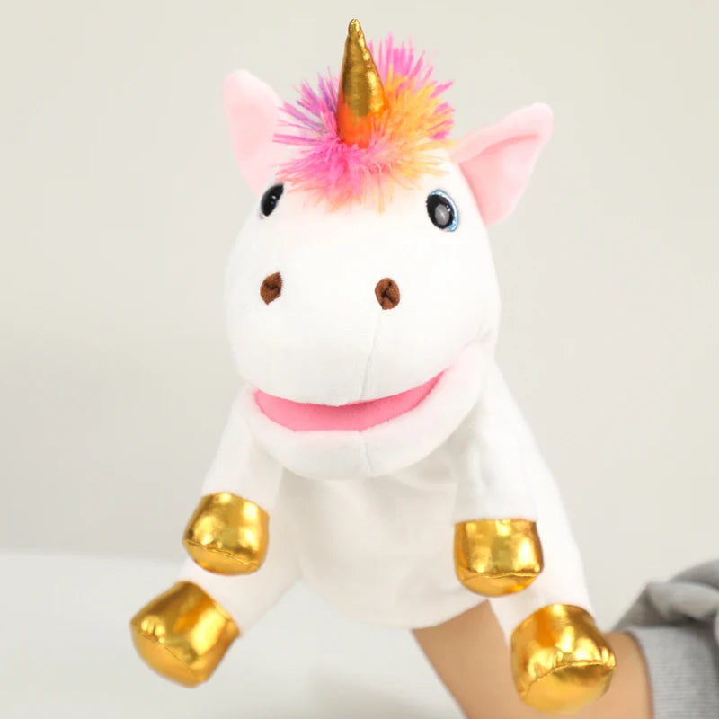 Moving Mouth Unicorn Hand Puppet Plush Toy, Interactive Parent-Child Roleplay Game, Fun Educational Toy for Kids