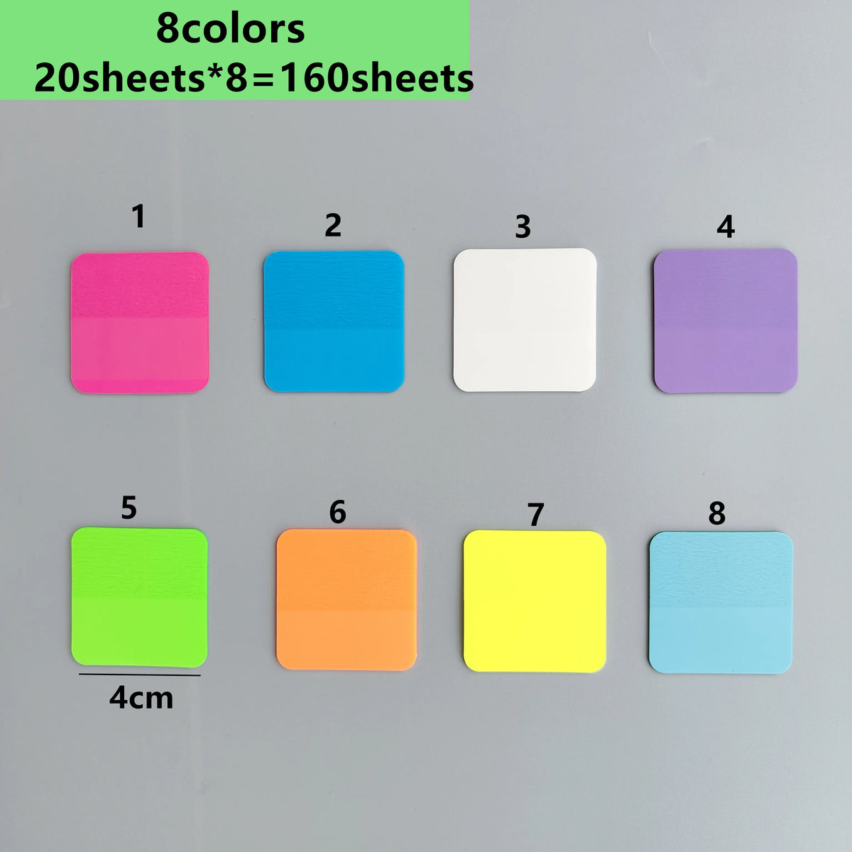 160 Sheets Transparent Sticky Notes in 8 Colors - Clear Notepad for School