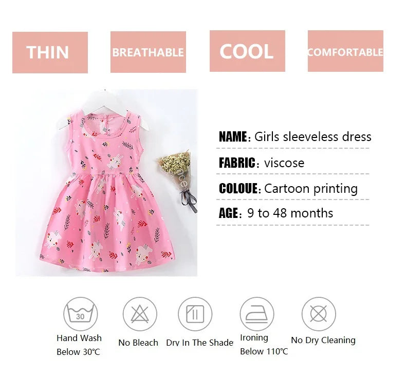 Cotton Summer Dress for Girls – Sleeveless Floral Princess Party Outfit, Perfect Kids Clothing