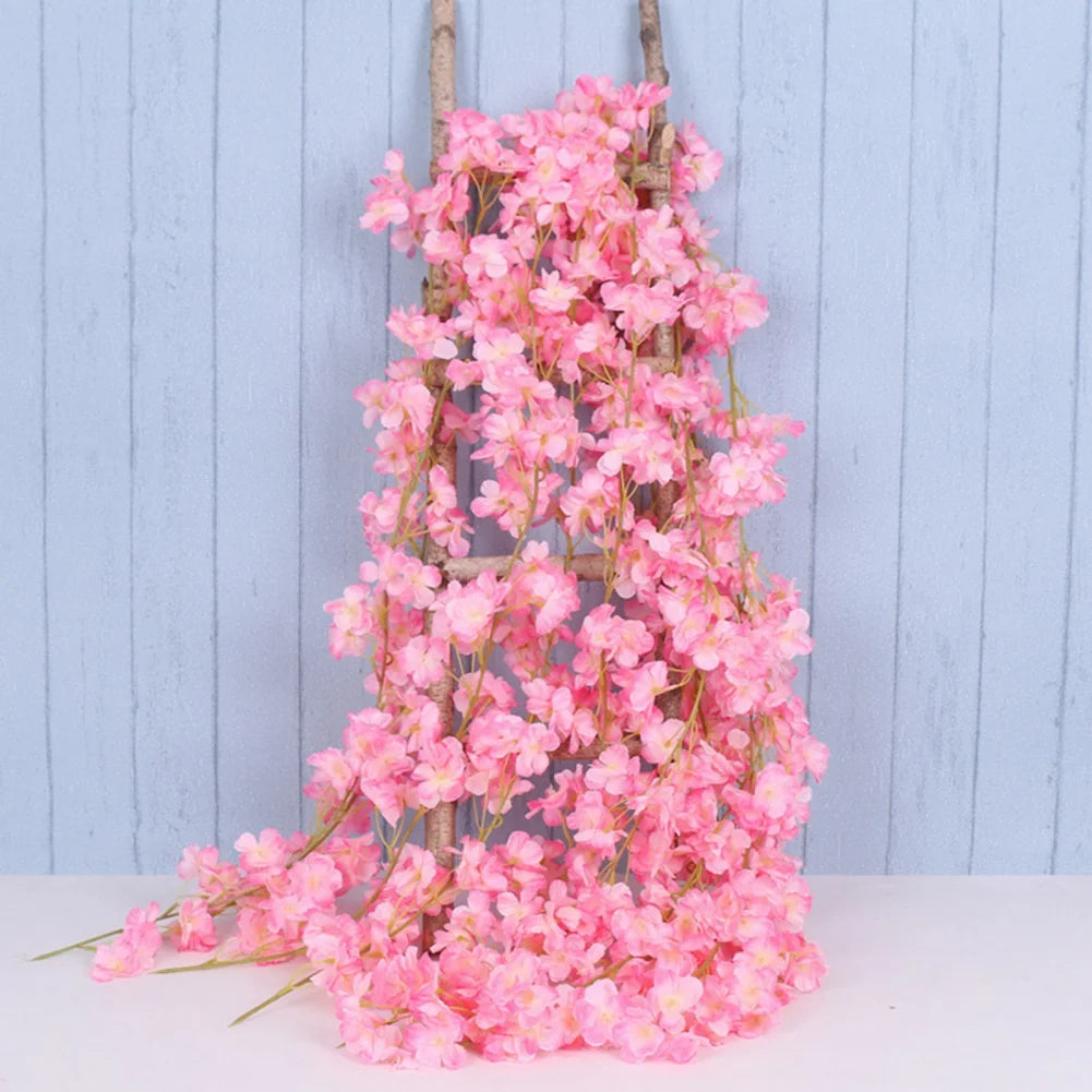 180Cm Artificial Sakura Vine: Wedding and Home Decor, Fake Flower Decoration for Wall Hanging