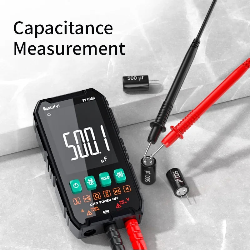 Mini Digital Multimeter – Smart Electrician Tester for DC/AC Voltage, Capacitance, Ohm, Hz, and NCV, Professional Multitester