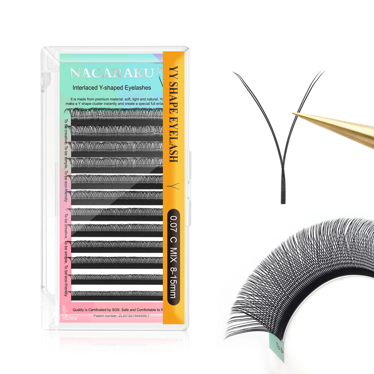 NAGARAKU YY Shape Double/Three Split Tips Triple Top  Interlaced Root Eyelash Extensions Eyelashes