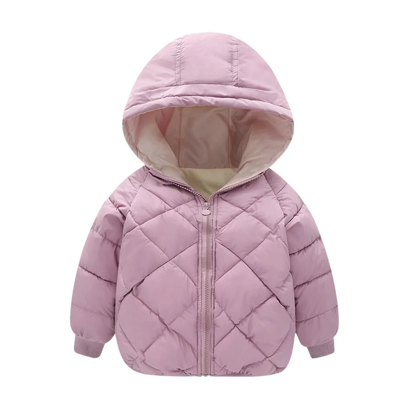 Spring New Children’s Down Jackets – Thick Warm Hooded Coats for Boys and Girls, Fashionable Outerwear for Ages 3-8 Years