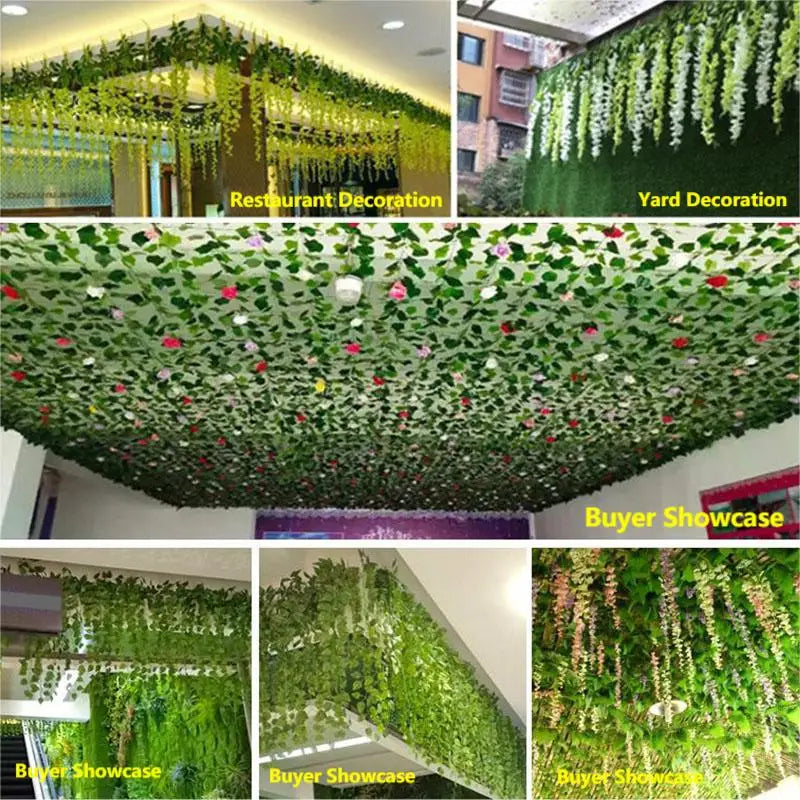 2.1M Green Ivy Leaf Garland: Artificial Silk Vine for Home and Wedding Decoration