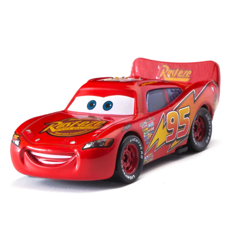 Disney Pixar Cars Lightning McQueen 1:55 Alloy Metal Model Car – Includes Mater and Sheriff