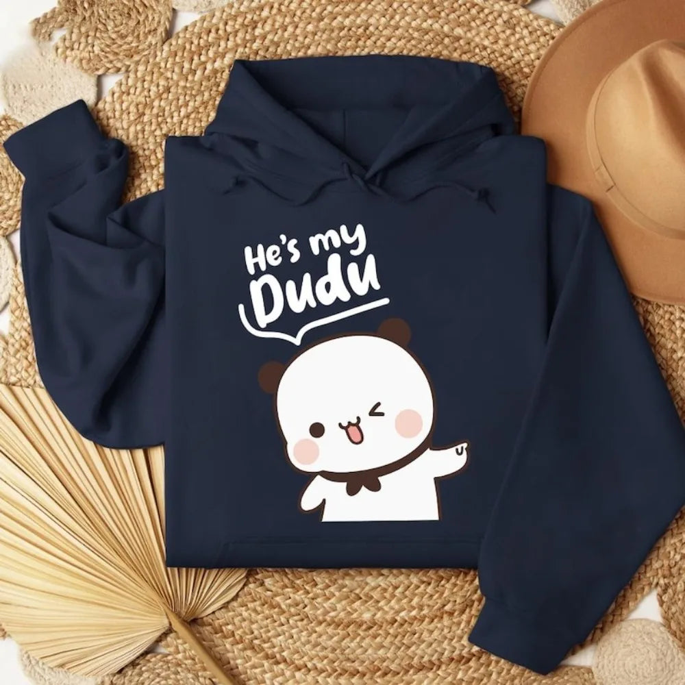 Bubu Dudu Bear Matching Couple Hoodies for Men and Women, Cute His and Hers Pullover Sweatshirts, Casual Fall Winter Outfit