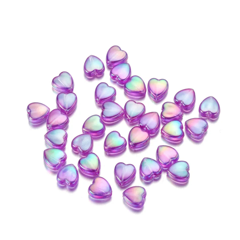 100PCS 9mm Colorful Heart Acrylic Spacer Beads – Perfect for DIY Jewelry Making, Necklaces, and Bracelets