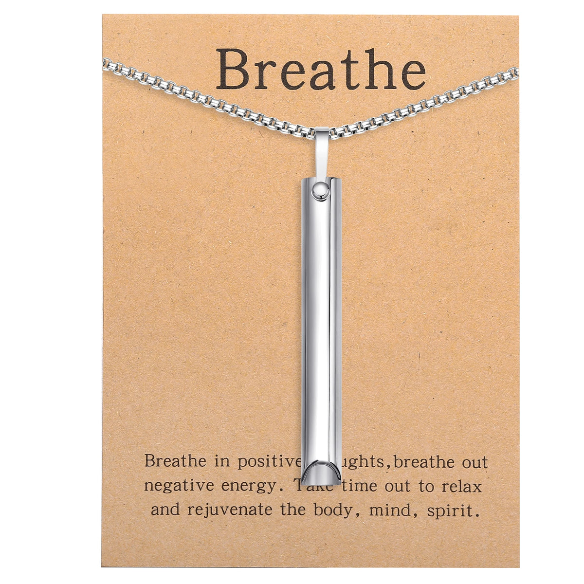 Mindfulness Breathing Necklace – Stainless Steel Stress Relief Pendant for Women and Men, Ideal for Anxiety Management