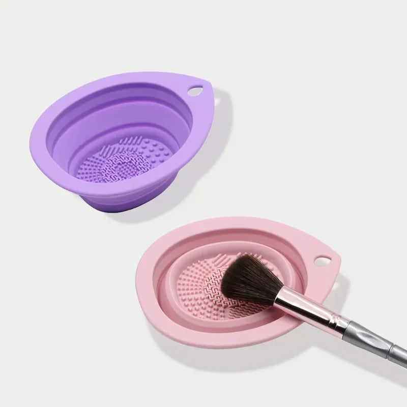 Silicone Makeup Brush Cleaner Folding Powder Puff Cleaning Bowl Eyeshadow Brushes Washing Soft Mat Beauty Tools Scrubber Box