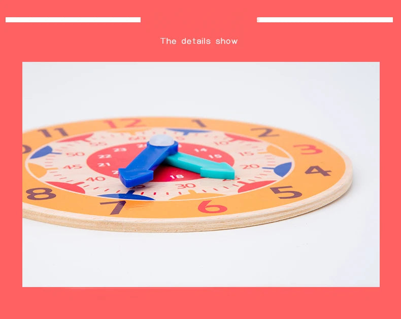 Montessori Wooden Clock: Educational Time-Learning Toy for Kids