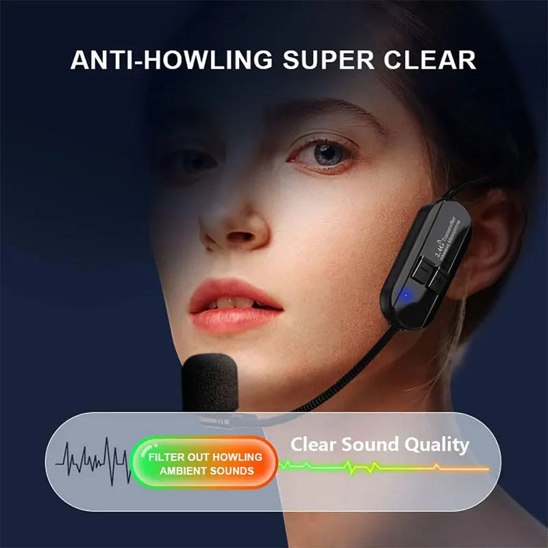 Professional Wireless Headset Microphone - Transmitter for PA, Guitar, Teaching, and Fitness