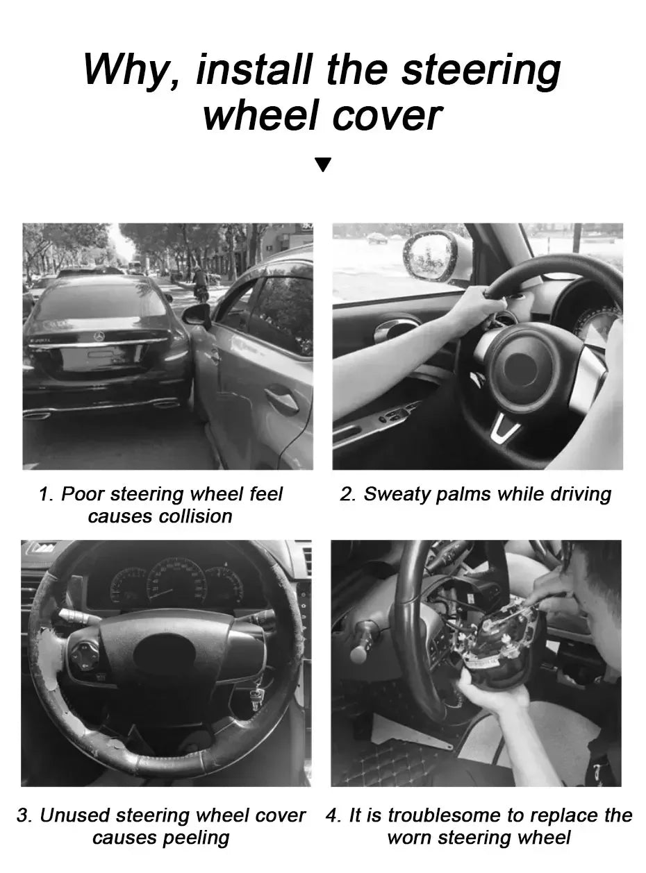 Silica Gel Steering Wheel Cover - Full Surround Elastic Protector, Anti-Slip, Universal Fit for 33-40cm Wheels