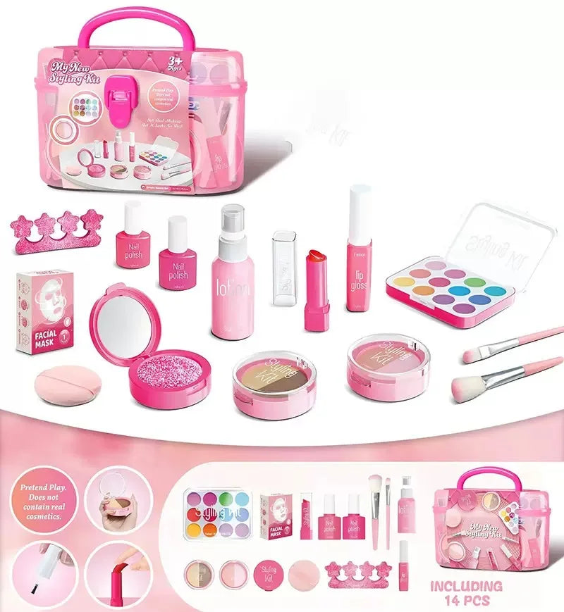 Princess Pretend Makeup Set for Girls, Toy Nail Polish, Lipstick and Eyeshadow, Fun Dress-Up Roleplay Gift