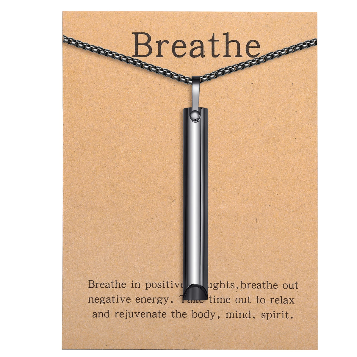 Mindfulness Breathing Necklace – Stainless Steel Stress Relief Pendant for Women and Men, Ideal for Anxiety Management