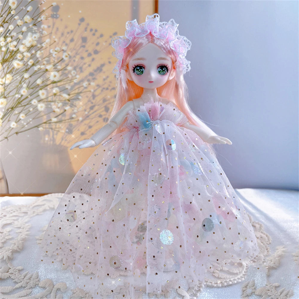 23cm BJD Doll with 3D Eyes and Movable Joints, DIY Dress-Up Doll with Clothes, Birthday Gift for Girls