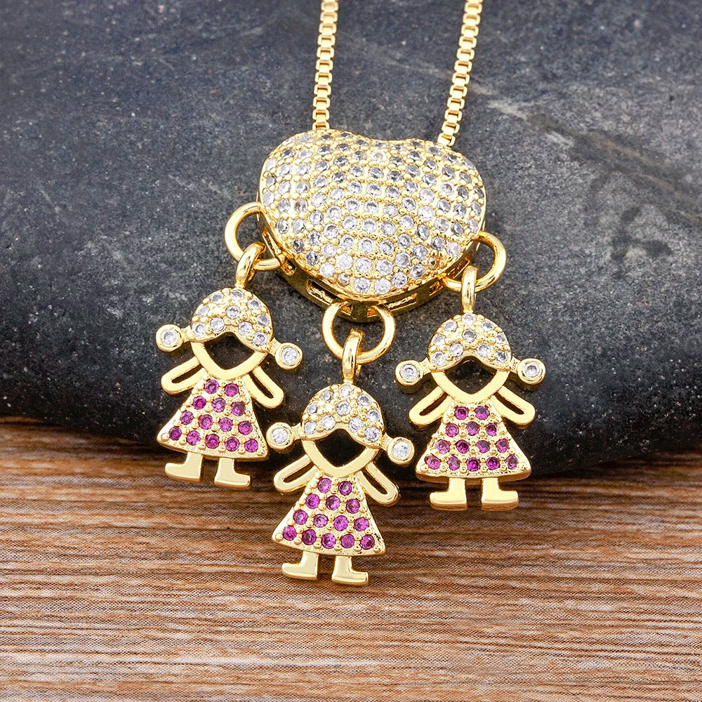 Nidin Luxury Crystal Zircon Heart Pendant Necklace for Girls and Boys, Romantic Inlaid Design Fashion