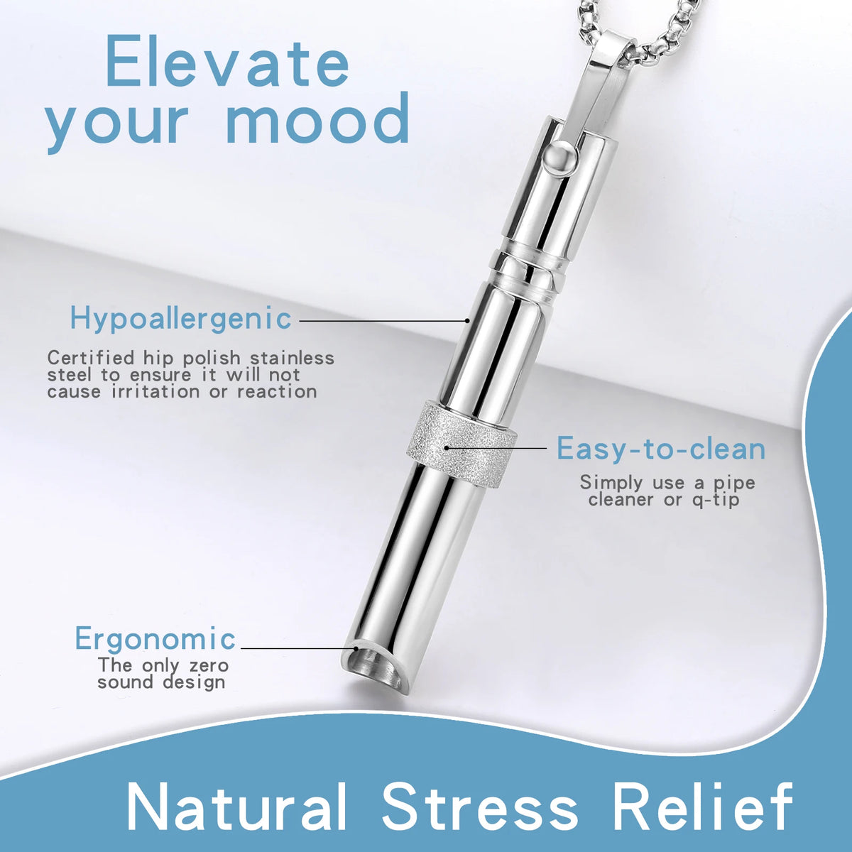 Mindfulness Breathing Necklace – Stainless Steel Stress Relief Pendant for Women and Men, Ideal for Anxiety Management