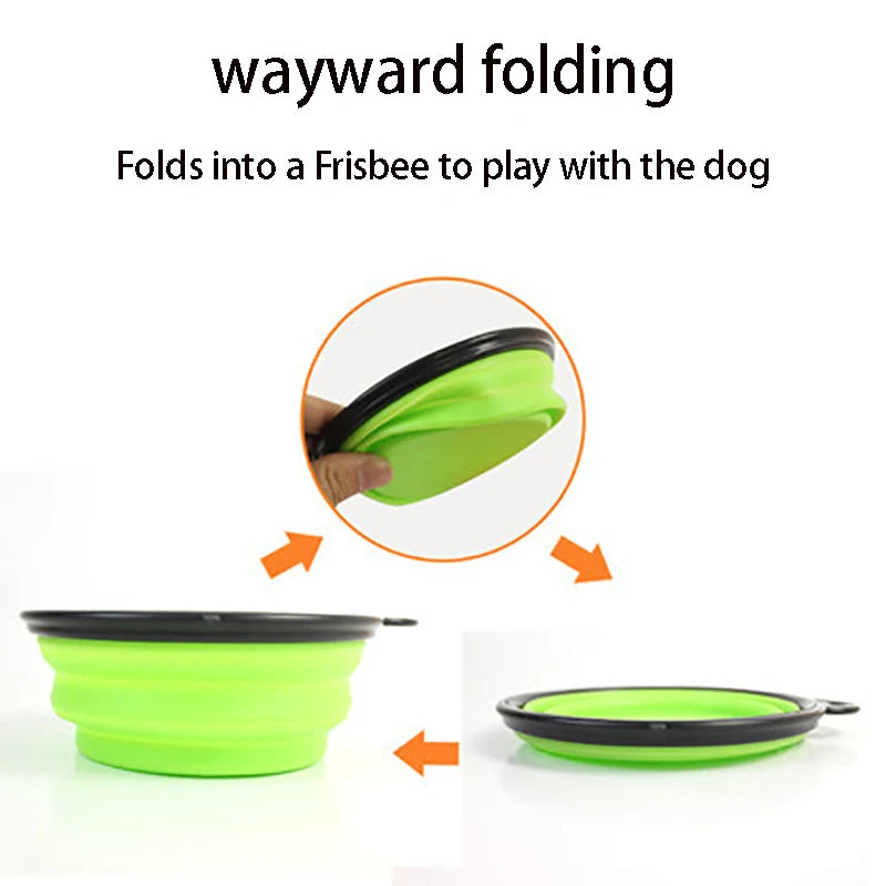 Large Collapsible Silicone Dog Bowl: Portable 350/1000ml Feeder Dish for Outdoor Travel