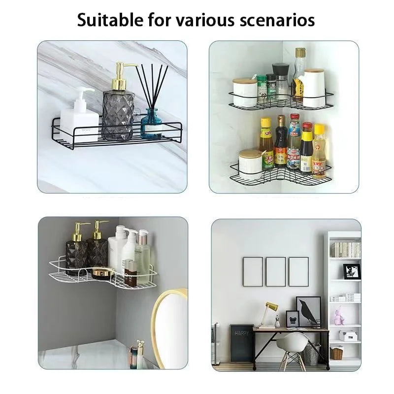 Wall-Mounted Corner Storage Shelf: Stylish Bathroom Organizer for Space-Saving Solutions