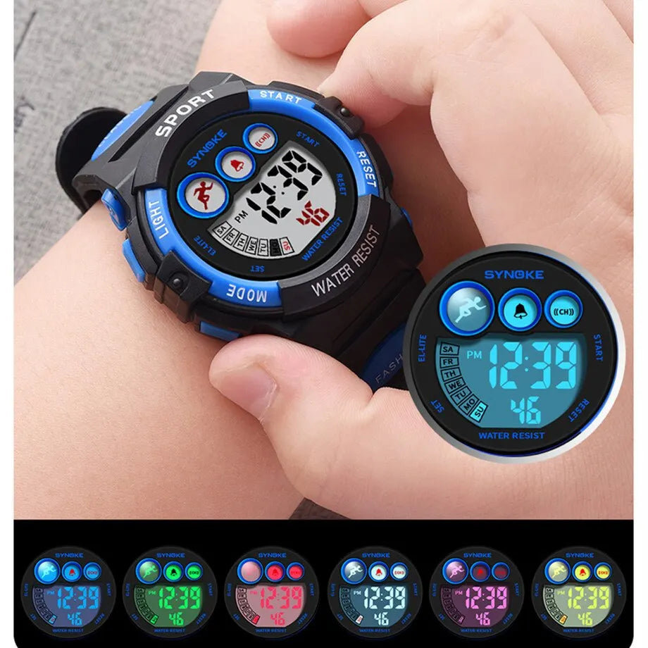 Kids Digital Sport Watch – Colorful Waterproof Electronic Watch for Boys &amp; Girls