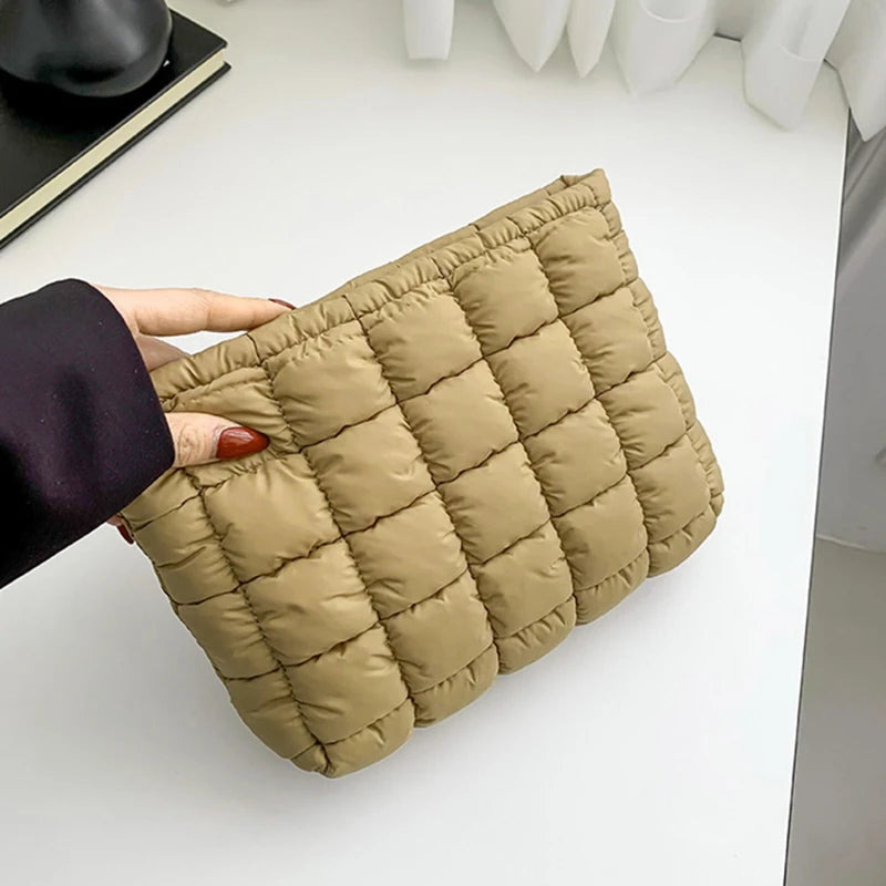 Quilted Puffer Makeup Bag - Large Cosmetic Organizer