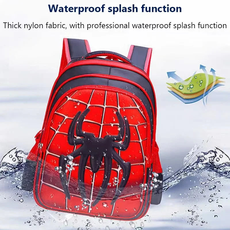 Spider King Kids Backpack - Waterproof Nylon, Large Capacity for Ages 2-16