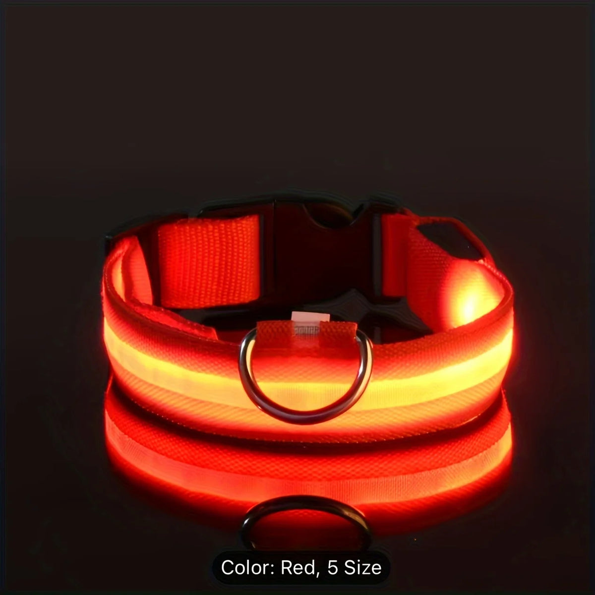 Reflective LED Dog Collar: Battery-Operated Safety Collar with Geometric Design for Night Visibility