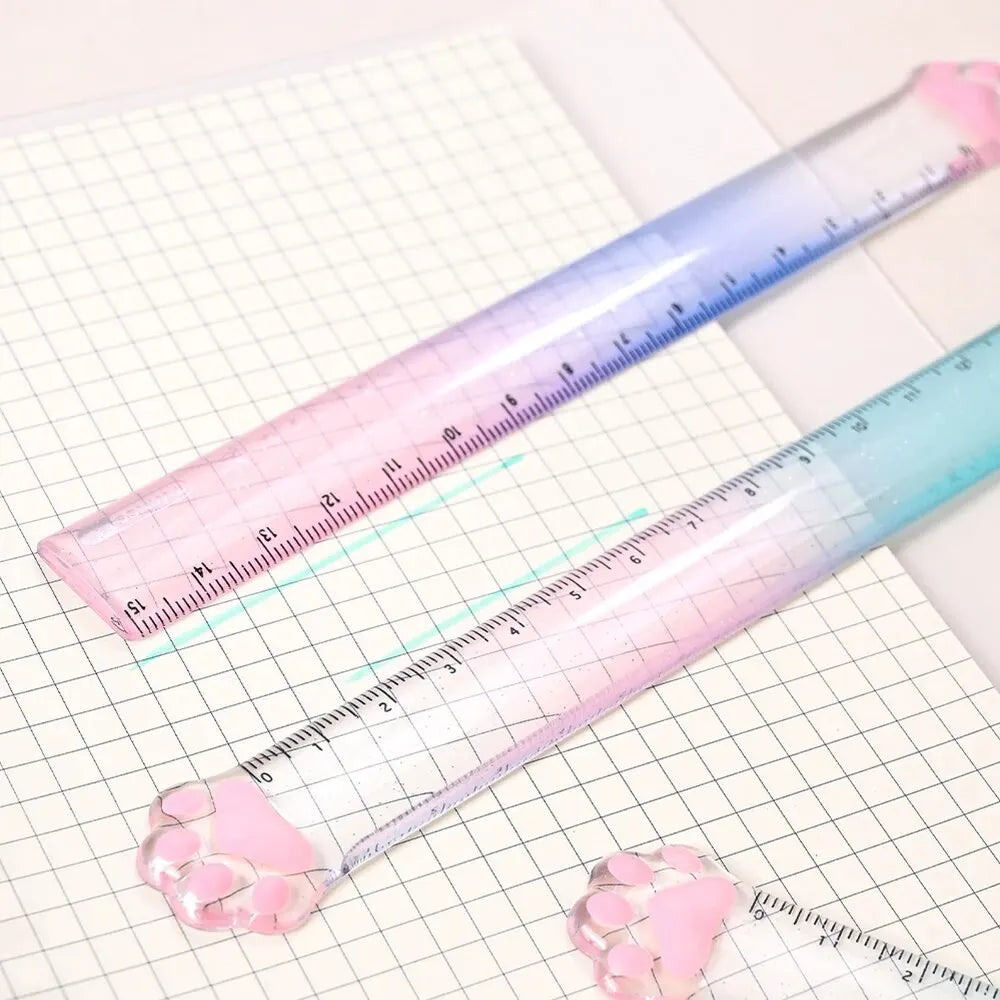 Twingo Transparent Cat&#39;s Paw Ruler - Cute Gradient Drawing Gauge for Students