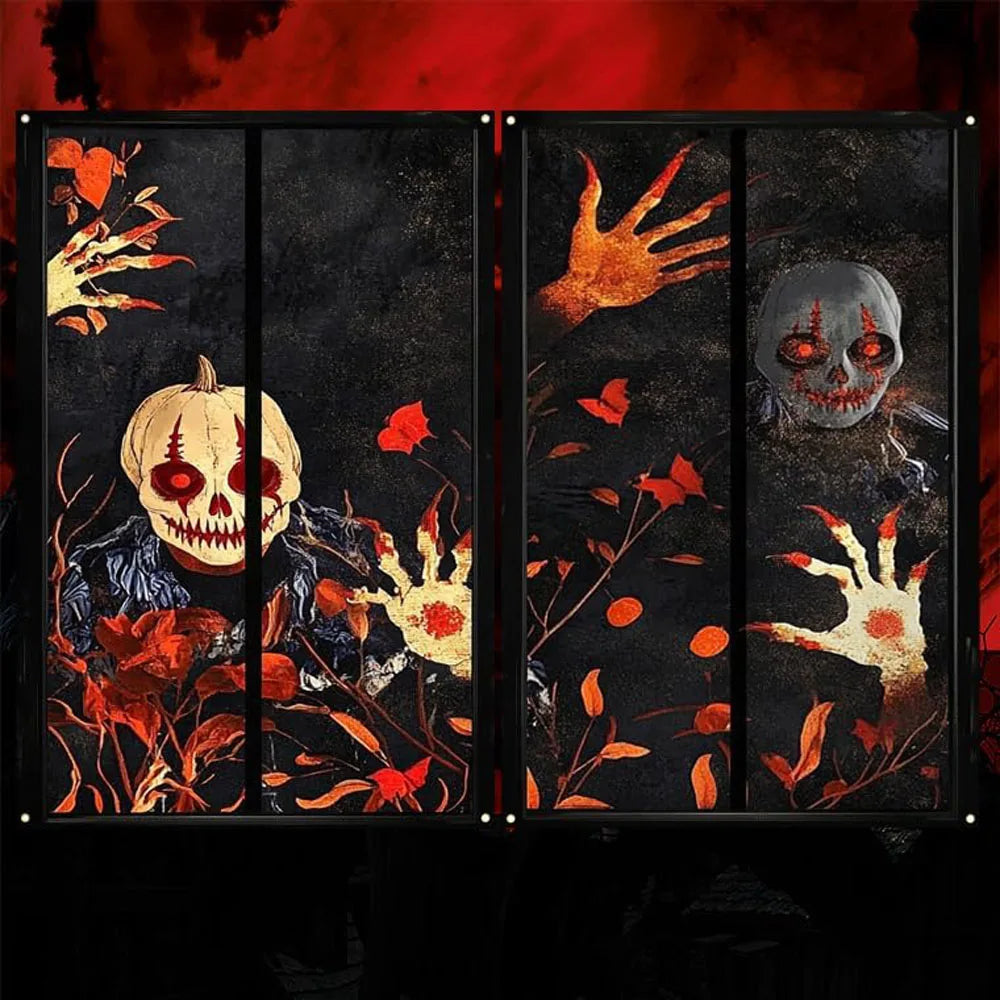 2 PCS Scary Curtain For Halloween Party Decorations