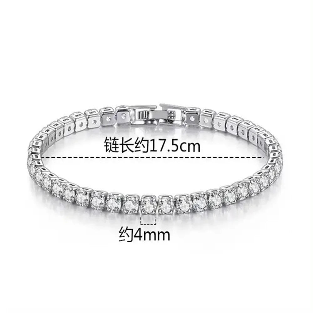 Solid 18K/14K Gold Moissanite Tennis Bracelet – D VVS1 Round 925 Sterling Silver Luxury Bracelet for Women, Perfect for Engagement