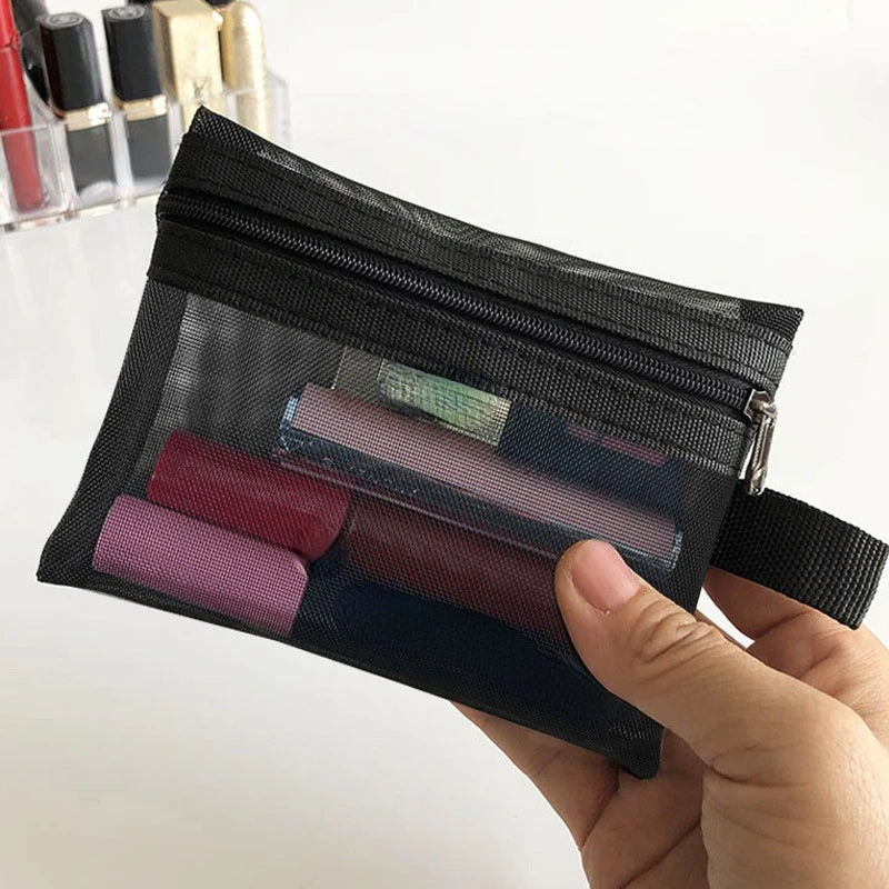 Mesh Cosmetic Travel Bag - Portable Makeup Organizer for Women