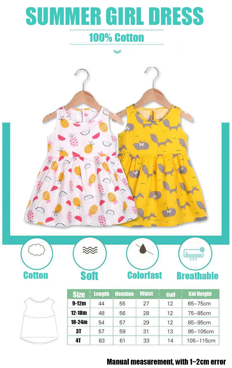 Cotton Summer Dress for Girls – Sleeveless Floral Princess Party Outfit, Perfect Kids Clothing