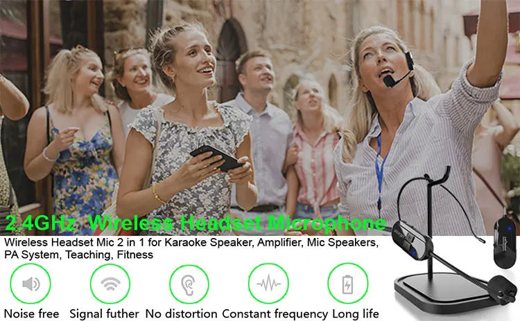 Professional Wireless Headset Microphone - Transmitter for PA, Guitar, Teaching, and Fitness