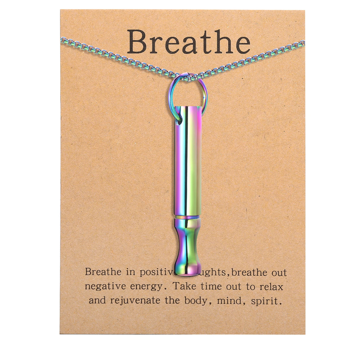 Mindfulness Breathing Necklace – Stainless Steel Stress Relief Pendant for Women and Men, Ideal for Anxiety Management