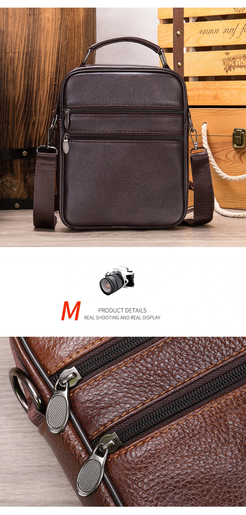 WESTAL Genuine Leather Crossbody Bag - Designer Messenger Bag for iPad and Daily Use