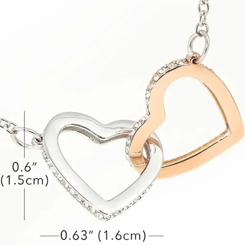 Double Ring Hollow Love Necklace for Mom, Contrast Color Design with Gift Card Ladies Fashion Jewelry