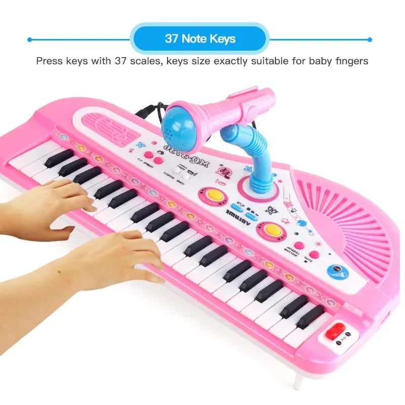 Kids Electronic Piano Keyboard - 61/37 Keys with Microphone