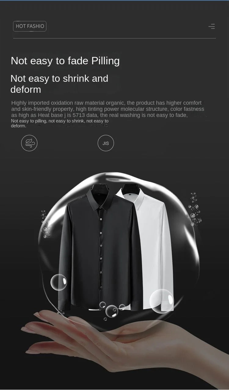 S-5XL Men&#39;s Shirt Long Sleeve Non iron Wrinkle Resistant Business Dress High end Professional Casual Suit White Shirt