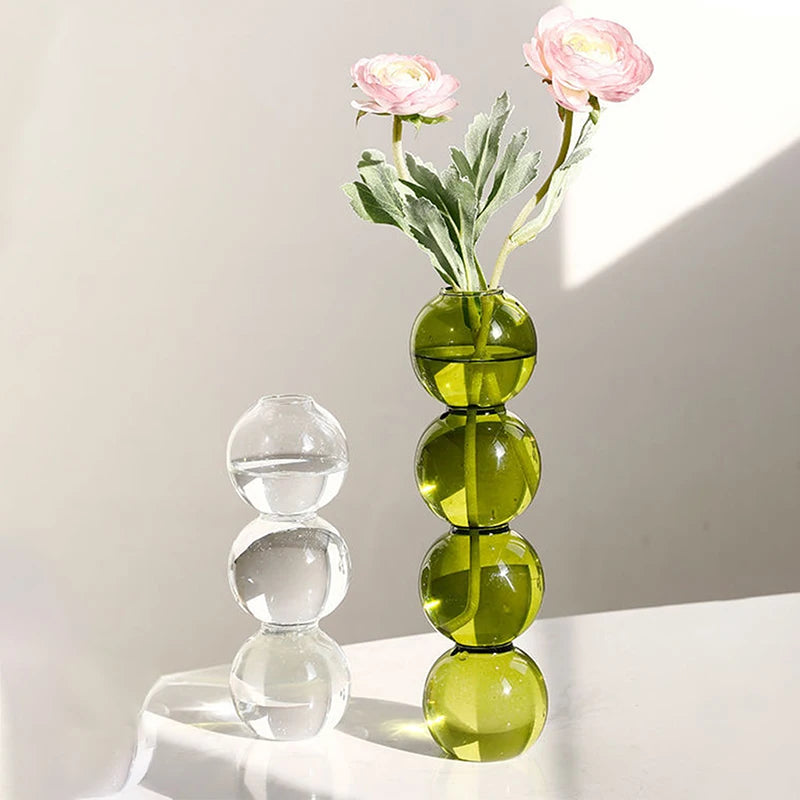 Nordic Glass Bubble Vase: Modern Spherical Flower Vase for Home Decor and Gifts