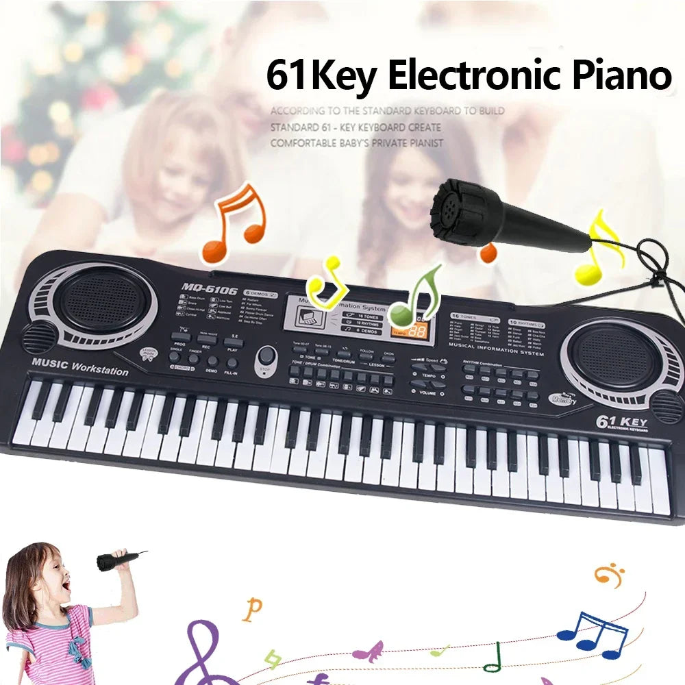 Kids Electronic Piano Keyboard - 61/37 Keys with Microphone